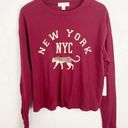 Treasure & Bond New  Maroon NYC Long Sleeve Crew Neck Graphic T-Shirt Sz Small Photo 0