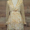 The Vintage Shop  Yellow Tiered Ruffle Chiffon Floral Long Sleeve Mini size M Photo 0