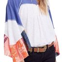 Free People  Womens Friday Fever Pullover Blouse Blue White Size Small Photo 1