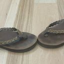 Rainbow Sandals Rainbow thong sandles Sz 7 leather flip flops brown slip ons Photo 0