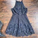 Black Swan  • Charlotte Lace Skater Dress mini apron neck crochet Charcoal Grey Photo 2