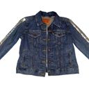 Levi's  Original Trucker Silver Sequin Lola Blue Denim Jacket Size Medium Photo 2