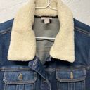 J.Jill  Women's Faux Fur Collar Trucker Vest Dark Wash Stretch Small Photo 2