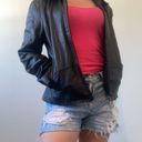 Nine West black genuine leather zip up jacket Photo 1