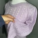 Vintage Sweater Girly Femme Coquette Twee Preppy 80s purple loose Ribbon Knit S Photo 3