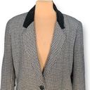Houndstooth Vintage Casablanca Blazer Jacket Oversized Black  Velvet Collar Wool Photo 1