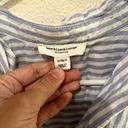 BeachLunchLounge  Women's Blue White Striped Collared Short Sleeve Shirt Small Photo 2