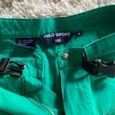 Polo Green Vintage  Sport Shorts Cotton High Waisted Buckle Belt Shorts Photo 4