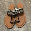 Top Moda  Toe Strap, Open Sandal Shoes/Flats; Black w/Silver & Gold Metallic; 9 Photo 0