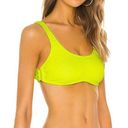 PilyQ  Swim Bralette Neon Yellow Bikini Top MEDIUM Ring Side Sporty Modest NEW Photo 0