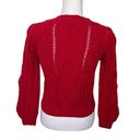 Krass&co  Cashmere Blend Wool Cable Knit Pullover Sweater Red Boxy Women’s Size Small Photo 5