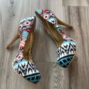 Audrey Brooke  7.5 Colorful Wooden Heel Pumps Photo 4