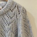 Intermix  Womens Wool Knit Pull-Over Sweater Size S Heather Blue Cream Photo 5