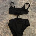 One Piece Solid & Stripe Bathing Suit Photo 0