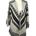 Relativity  Womens S Poncho Sweater Gray Black Southwest Aztec Fringe Bohemian Photo 0