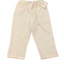 Bob Mackie  White Cropped Pants with Button Detail & Side Slits Size Large NWT Photo 0