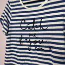 Kate Spade  ' Catch me if you can' Graphic Striped Shirt Navy Womens Size Medium Photo 3