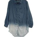 Holding Horses  Denim Ombre Button Up Tunic Women's Large Long Length 100% Tencel Photo 0