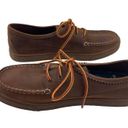 L.L.Bean  Brown Leather Lace Up Womens Shoes Size 9.5M Casual Moc Flat Loafer Photo 2