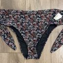 Chelsea and Violet  High Waist Front Tie Black Floral Bikini Swim Bottoms Large Photo 2