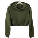 Naked Wardrobe NWOT  Olive Green Cropped Hoodie Size LARGE Photo 2