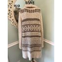 Anthropologie Anthro Between Me & you Womens Cardigan Large Beige Aztec Print Open Front Photo 4