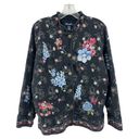 Denim & Co  (M) VINTAGE 90s Womens Black Floral Embroidered Button Up Jean Jacket Photo 0