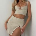 White Fox Boutique NWT White Fox On The List High Rise Faux Cargo Mini Skirt Beige New Size Small Photo 0