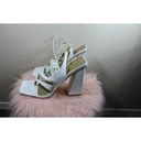 EGO  White Patent Lace Up Strappy Square Toe Sculptured Heel size 8 Photo 2