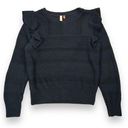 Pilcro ‎ Anthropologie Knit Crew Neck Ruffle Shoulder Sweater Womens Medium Photo 0