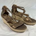 Eileen Fisher  sz 8 Wanda Strappy Leather Wedge Metallic Suede Espadrille Sandal Photo 0