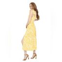 Angie  Midi Dress Cap Sleeve Tiered Skirt Yellow Floral Open Back Womens Large Photo 2