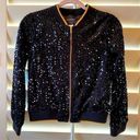 Marciano 🧥 Black Sequin Bomber Jacket Sz Girl XL but could fit Women XXS/XS EUC Photo 0