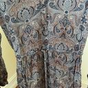 Gold Hinge Long Sleeve Paisley Pocketed Draw String Dress Photo 2