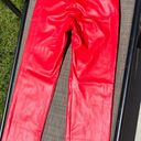 ZARA Red Leather Straight Pants Photo 8