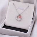 Sterling Silver 925  crescent strawberry crystal necklace women's high-end light luxury 2023 new style peach blossom clavicle chain ins lettering Photo 2