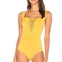 Capulet  Mustard Yellow Tie Up Tank Top Bodysuit Fall Party Casual  Small Photo 0