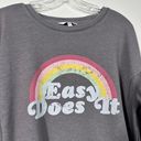 Wildfox Easy Does It Rainbow Graphic Oversized Vented Side Fleece Sweatshirt L Photo 1