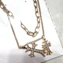 Gold Double Cross Diamond Necklace Photo 1