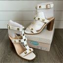 Soda  Beets White Faux Leather Gold Studded Heels Women’s Size 10 Photo 5