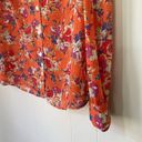 Modcloth  Orange Colorful Floral Sheer Collared Button Up Blouse Top ~ Size L Photo 6