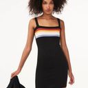 Aeropostale  Seriously Soft Bodycon Dress Womens XS Black Rainbow Stripe Slim Fit Photo 0