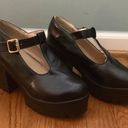 Faux Leather Mary Jane Black Platforms Size 6 Photo 0