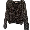 Lucy Love  Tiny Tulip Black Flower Print Long Sleeve Top Size Large Shirt Photo 1