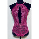 Adore Me  Hot Pink Bodysuit SzM 1 Piece Gold Chain On Front & Back Lingerie Lace Photo 1