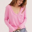 Free People  We The Free Betty Long Sleeve Tee Pink Slouchy Deep Scoop Neckline M Photo 0