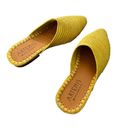 Krass&co Artemis Design . Raffia Babouche Yellow Flats Mules Slides Size 7 Photo 2