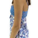 Kirra  Blue White Floral Print Spaghetti Strap Tank Top Photo 2