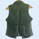 Guess by Marciano  Women’s Medium Quilted Natural Green Leather Biker Vest Photo 6