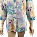 Harvé Benard Harve Bernard Linen Blend Floral Short SLeeve Button Down Shirt Top Size Large Photo 5